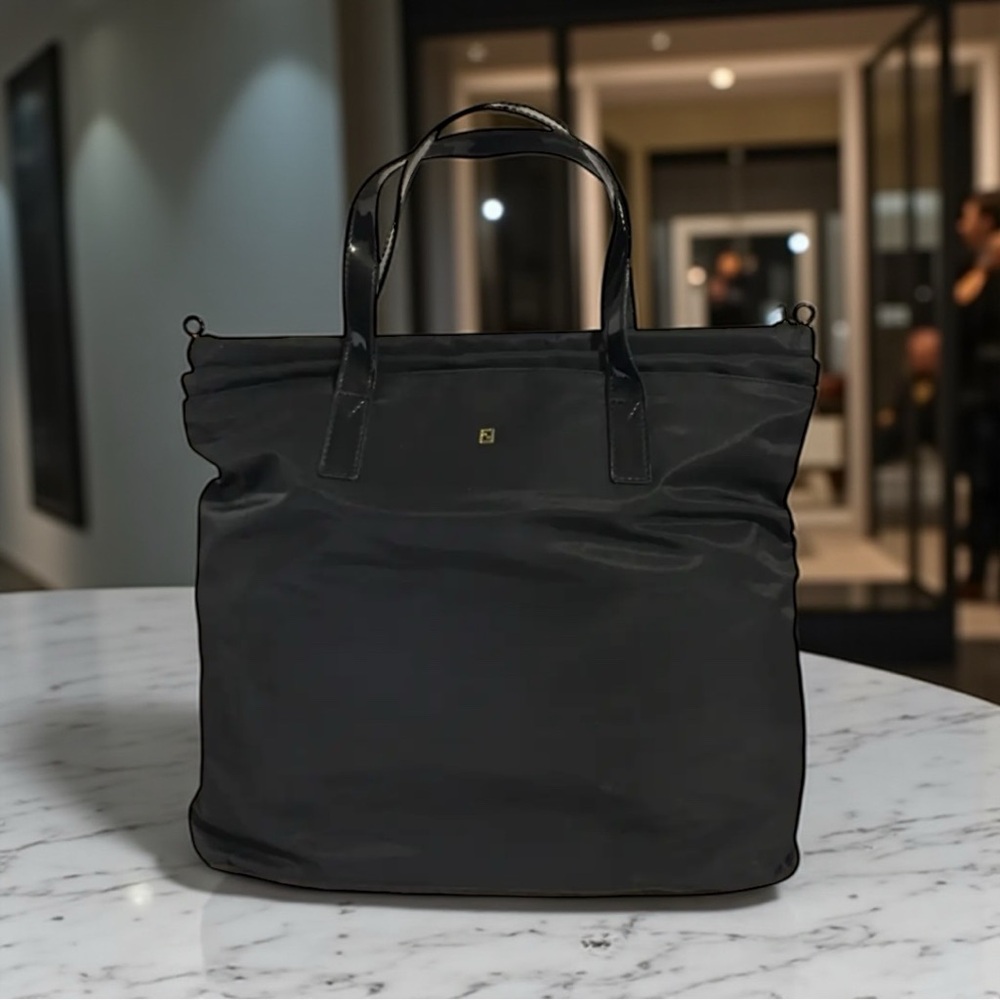 FENDI Vintage Black Nylon Tote Bag
